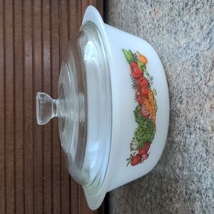 Vintage Jeannette Glass RARE Glasbake Vegetable Medley Casserole Dish 1 Quart